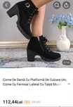 Botine/Ghete/Cizme damă scurte cu toc elegante cu șireturi & fermoar