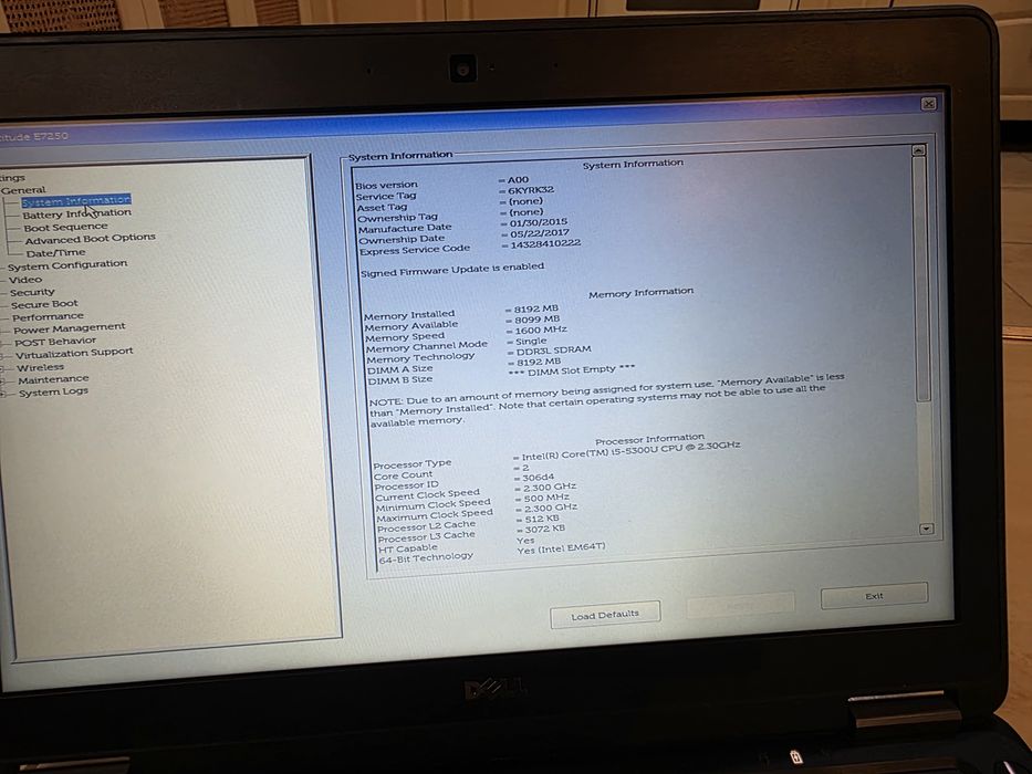 Laptop Dell Latitude E7250