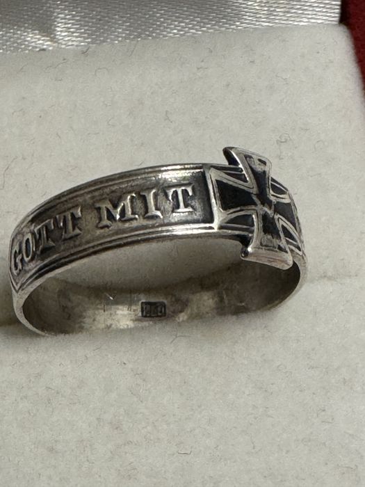 Inel vechi argint 800, wwi Germania 1914. Crucea de fier.