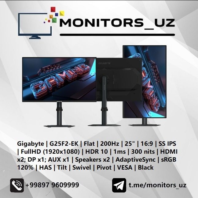 [NEW] монитор Gigabyte G25F2-EK IPS 200Hz