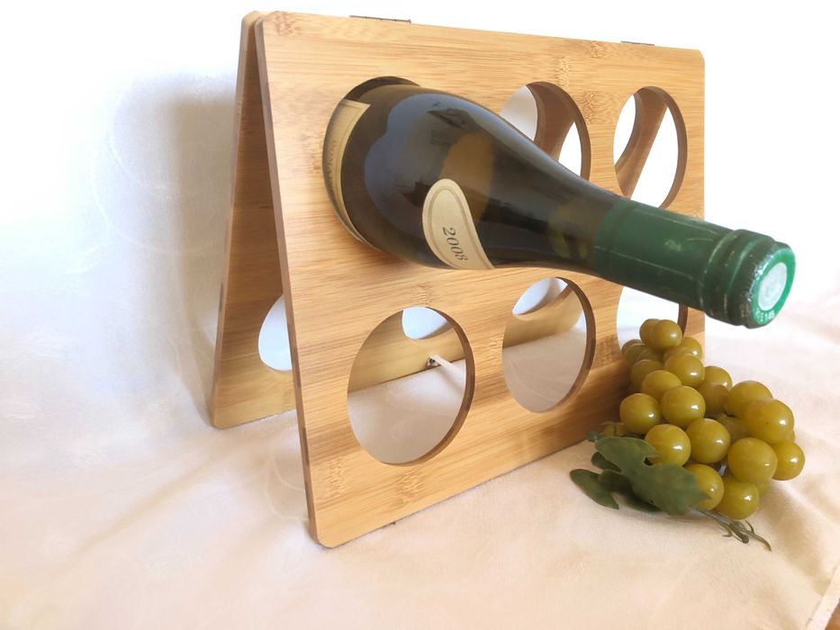 Сгъваема бамбукова стойка за вино/ подарък изкуствен декоративен грозд