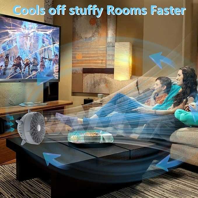 DaMohony Акумулаторен персонален настолен вентилатор с 5 режима