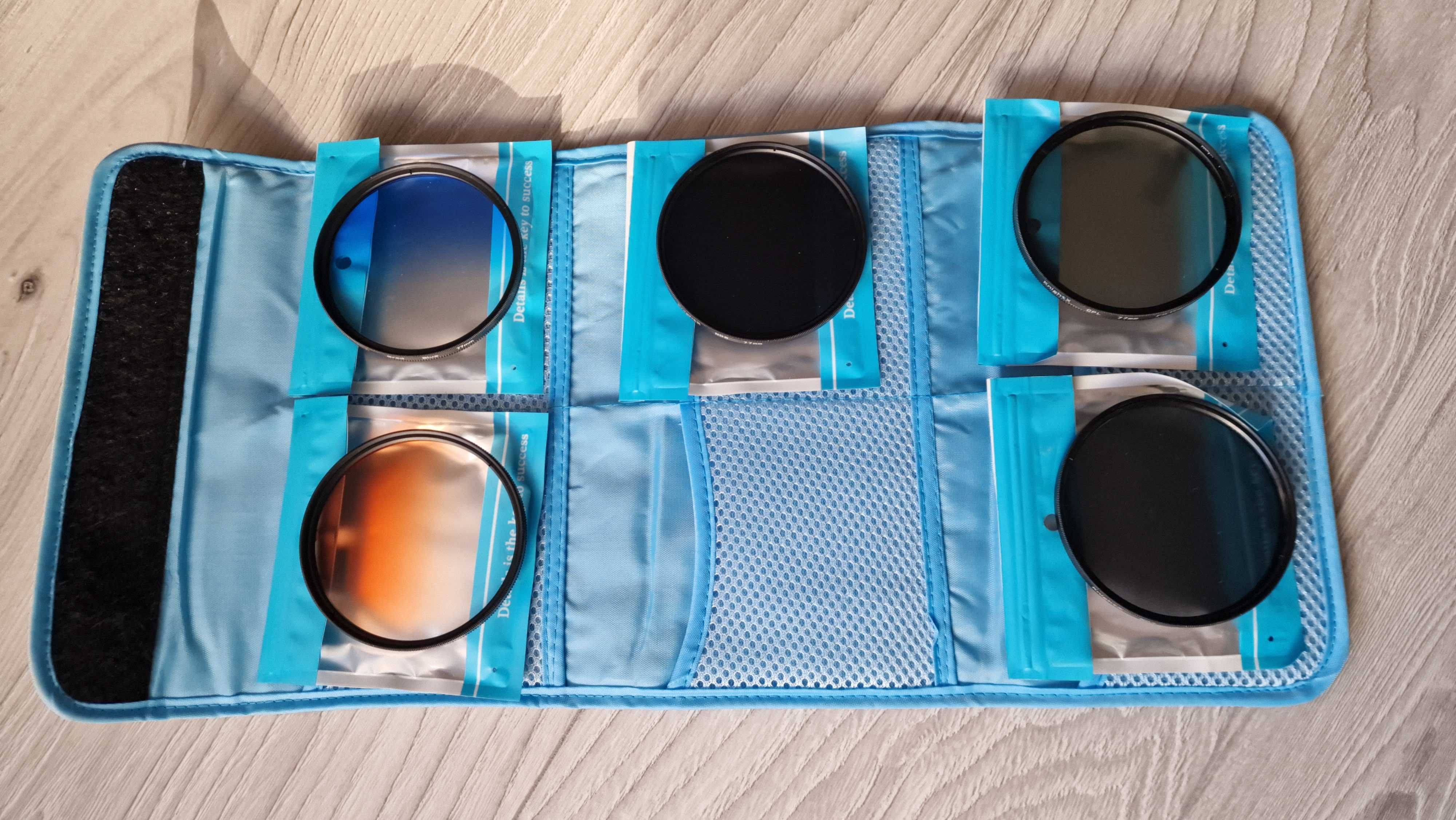 Set 5 filtre camera 77 mm, Grad Blue, Grad Orange,CPL, ND4, ND8