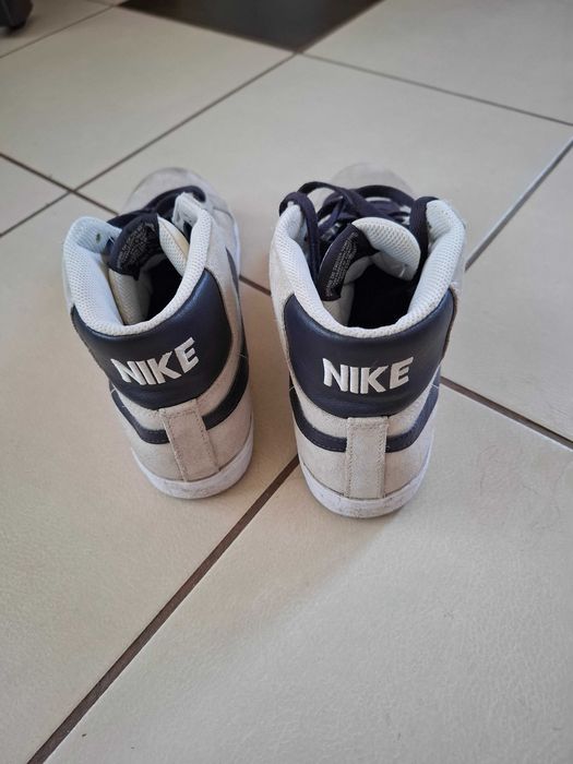 Adidasi Nike SB Blazer Mid - Piele Întoarsă Bej/Bleumarin