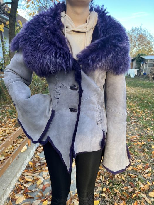 Jaketa de piele si blana vintage NATURALA