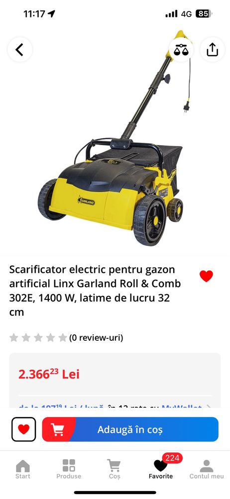 Scarificator electric pentru gazon sintetic