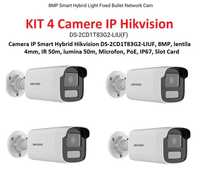 Kit 4 Camera IP Hybrid Hikvision DS-2CD1T83G2-LIUF 8MP Microfon PoE