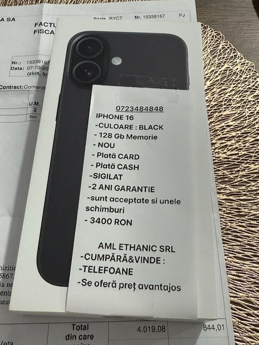 SIGILAT : IPHONE 16  - 128 Gb Black Titanium - Liber de retea