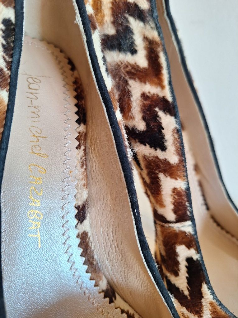 Pantofi designer - Jean-Michel Cazabat, blană și piele naturale, 38