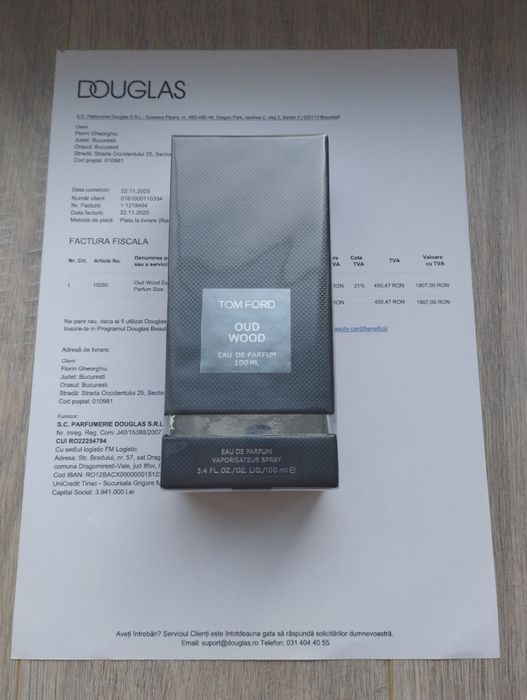 Tom Ford Oud Wood 100ml cu factura Douglas