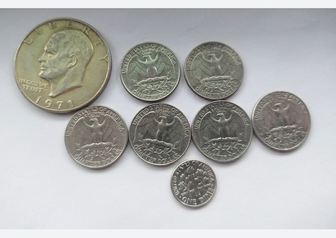 Lot 8 monede Americane colectie SUA 1982 - 1995 neg