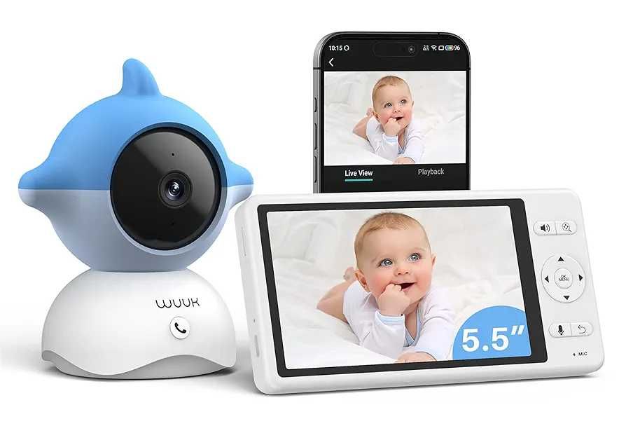 Чисто нов бебефон WUUK, 5.5'' с 360° PTZ цветен дисплей 2К резолюция..