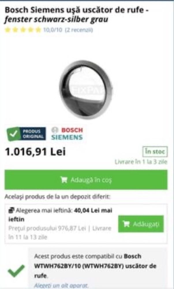 Hublou ( usa ) uscator de rufe Bosch WTWH762BY