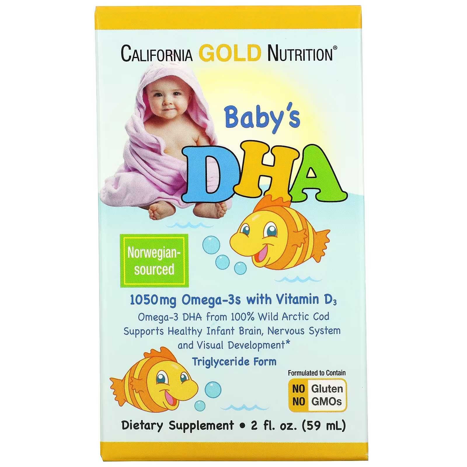 Детская омега-3 с витамином D3, 1050 мг (59 мл) капельки США