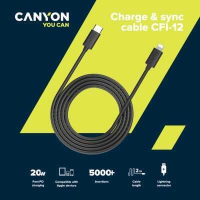 CANYON Кабел за зареждане и синхронизиране Type-C - iPhone CNE-CFI12B