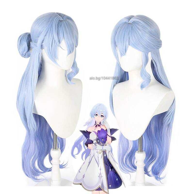 Светло синя аниме перука с подвижен кок Honkai Star Rail Robin Cosplay