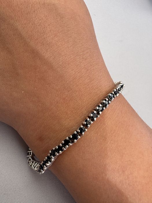 Bratara model tenis din argint si safire albastre