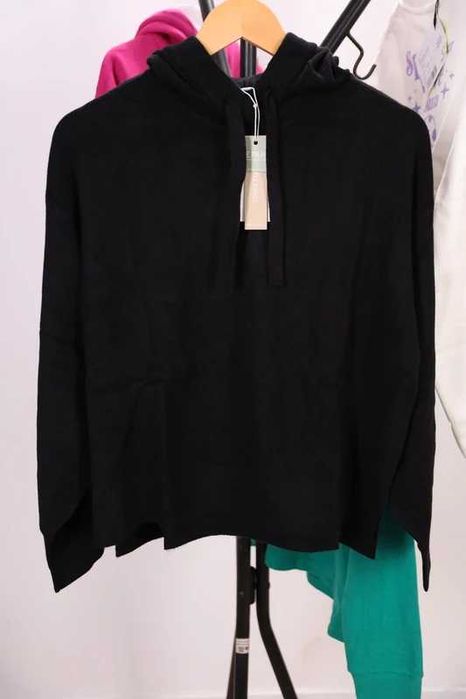Pulover Tom Tailor negru glugă femei S M L nou etichetă