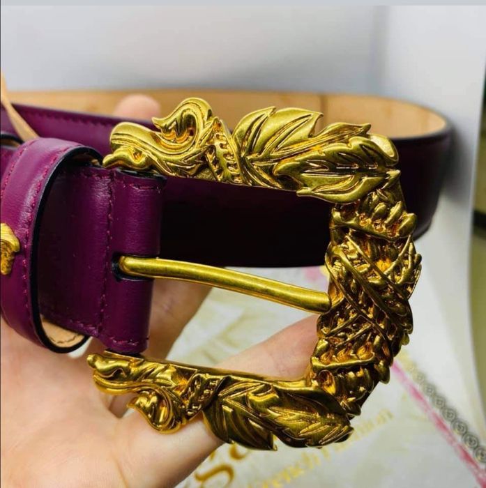 Curea Versace piele naturala mar 80 cm, culoare burgundy