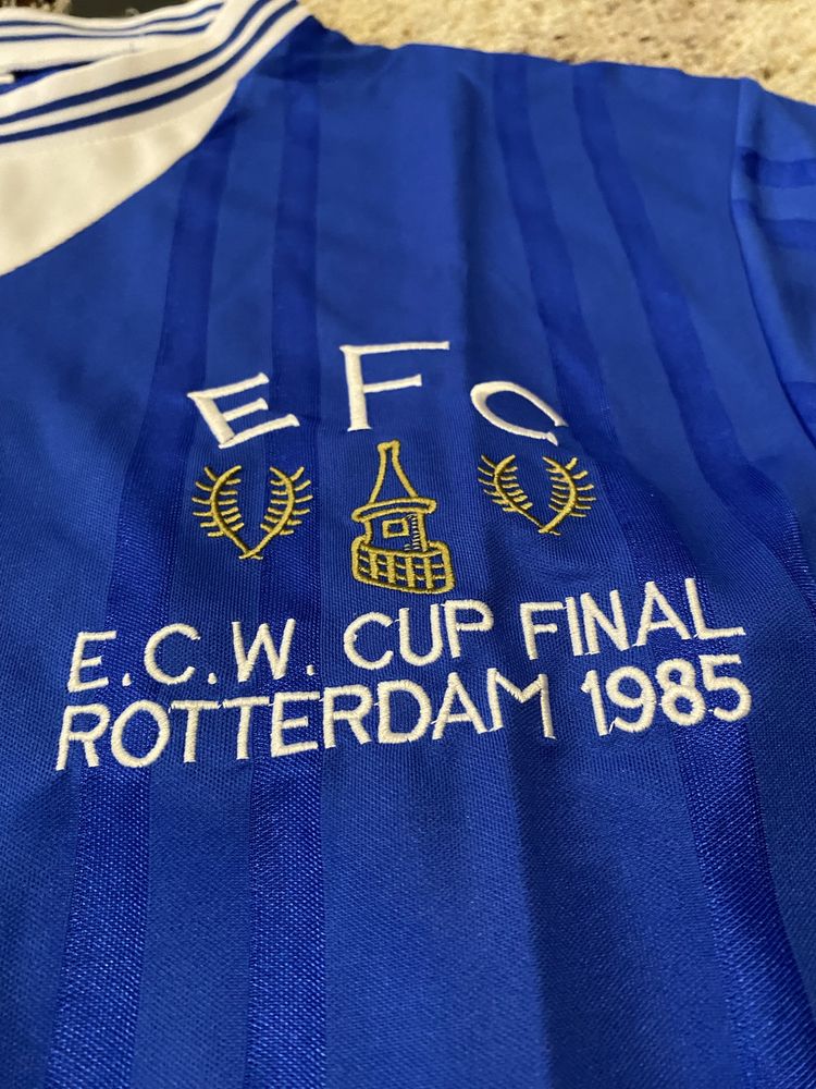 tricou Retro Everton 1985 Rotterdam Cup Final