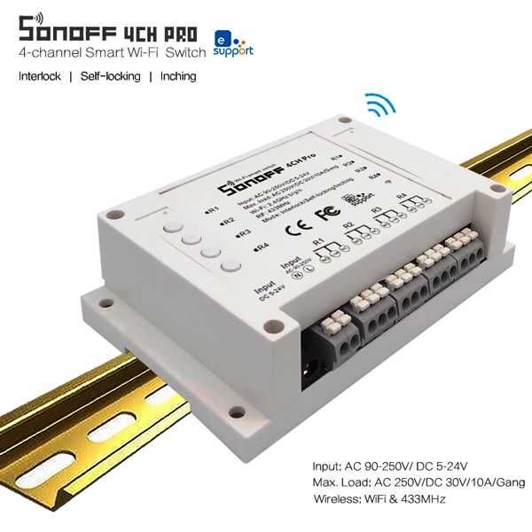 SONOFF 4-канальный WiFi  реле-коммутатор 4CH Pro R3