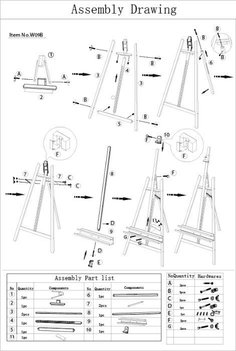 Șevalet pictură/pictat profesional, studio/atelier, lemn masiv, NOU