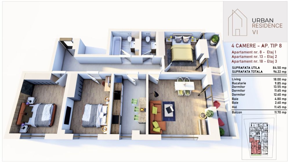Apartament 4 camere in bloc nou cu lift si parcare subterana