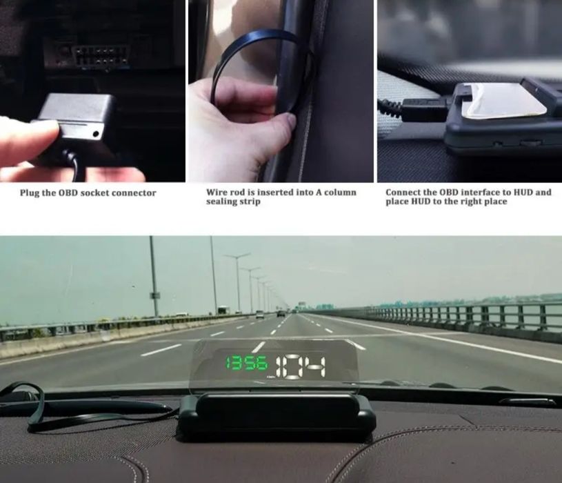 Проектор спидометра на лобовое стекло HUD  С-500 через OBD разъем