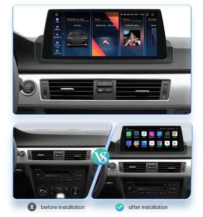 Navigatie Android BMW e90 e91 e92 e93 - carplay wireless qled 2-4GB