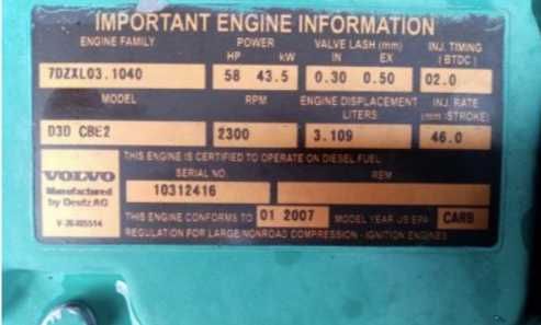 Motor Volvo D3D CBE2 second hand