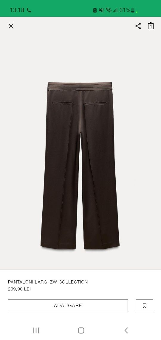 Pantaloni cu talie inalta Zara .