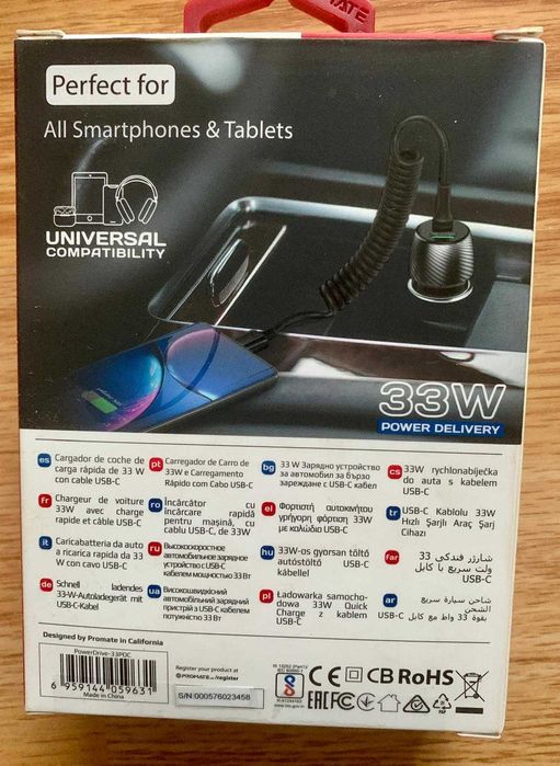 Incarcator auto + Cablu USB-C 33W NOU