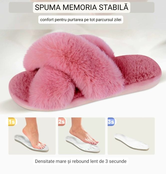 Papuci de damă fuzzy Jane Troides 38-39