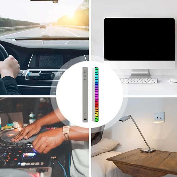 Bara LED RGB D08 cu activare sonora, 32 LED, USB