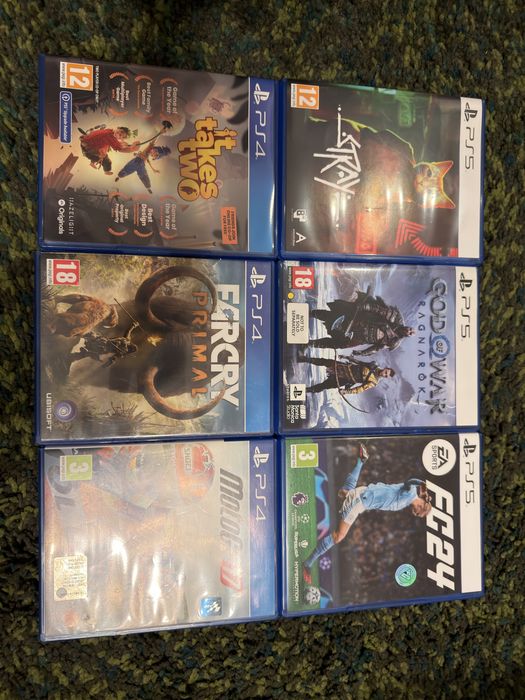 Stray, God of War, FC24, It takes two, Far Cry Primal, MotoGP17