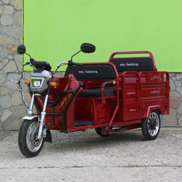 Електрическа триместна товарна триколка MaxiGo Pro, Red, 2000W