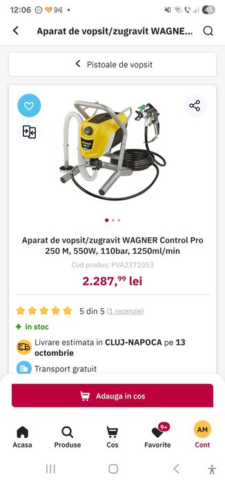 Pompa  zugravit vopsit airless Wagner control pro 250M