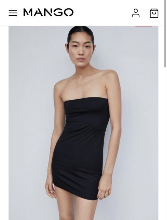 Mango черна безшевна рокля, без презрамки, нова