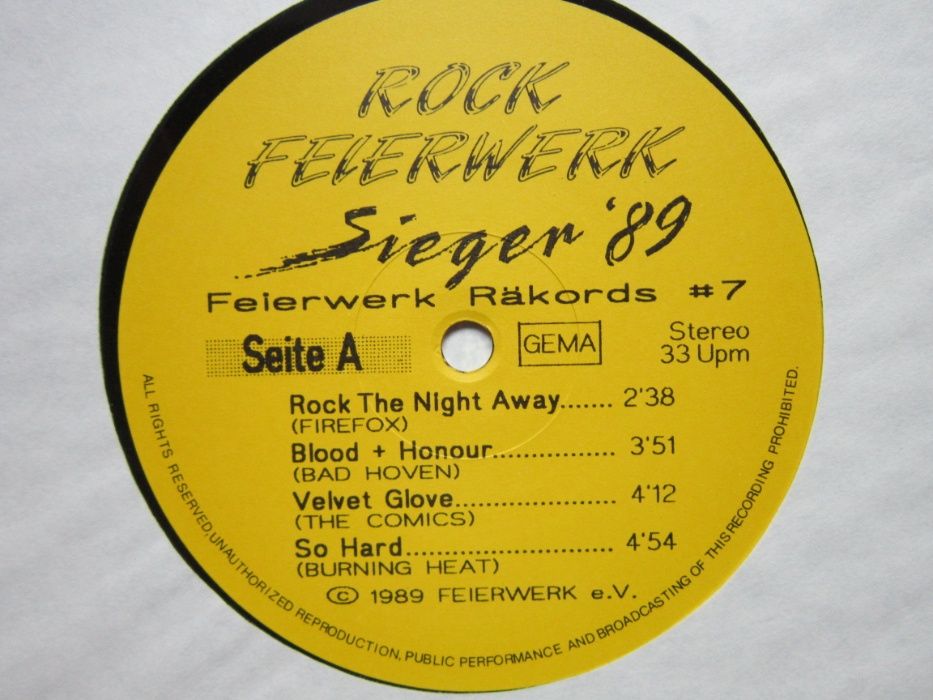 vinil rar Rock Feierwerk Sieger (Hard Rock, Heavy Metal) Germany1989