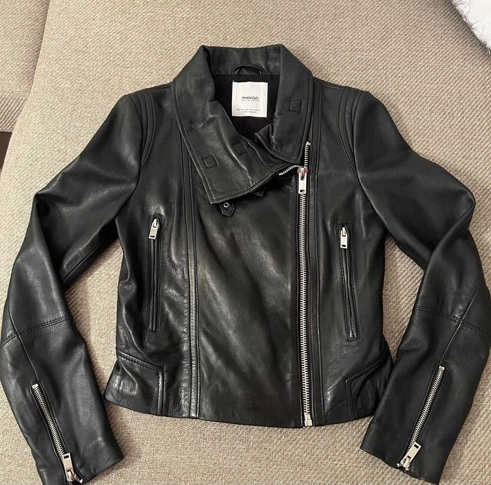 Geacă biker din piele Mango