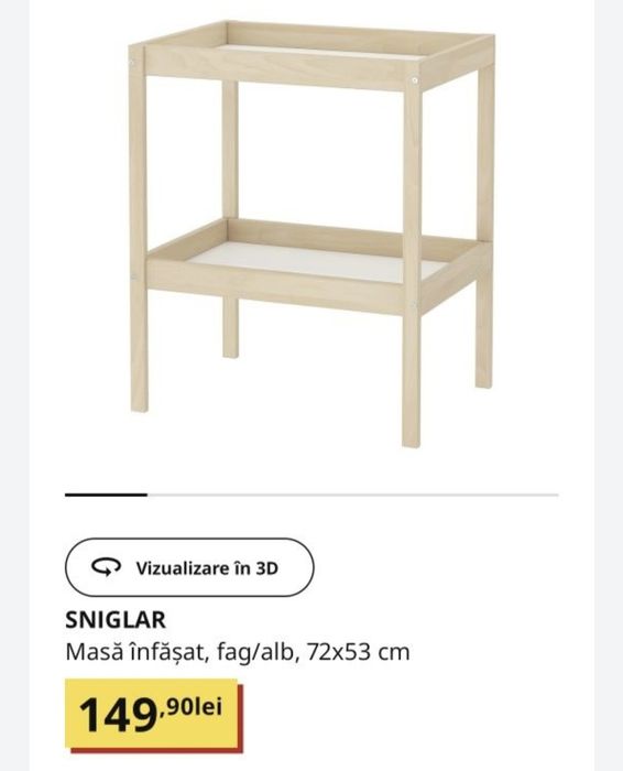 Masa de înfășat Ikea, lemn, culoare steraj
