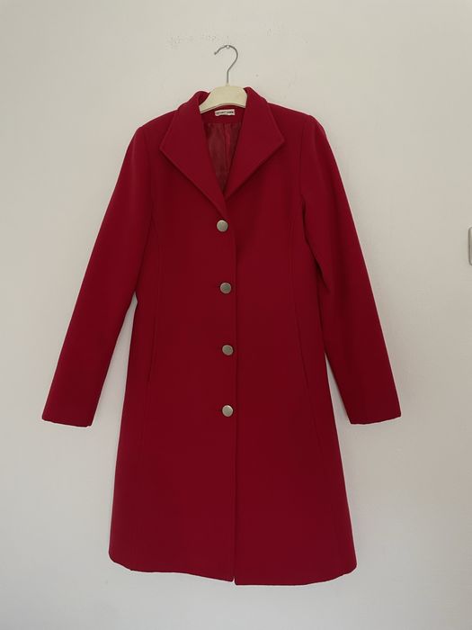 Palton din stofă cu conținut de lână și poliester