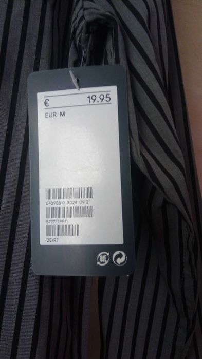 camasa cu maneca lunga  H&M, gri cu dungi negre, noua cu eticheta