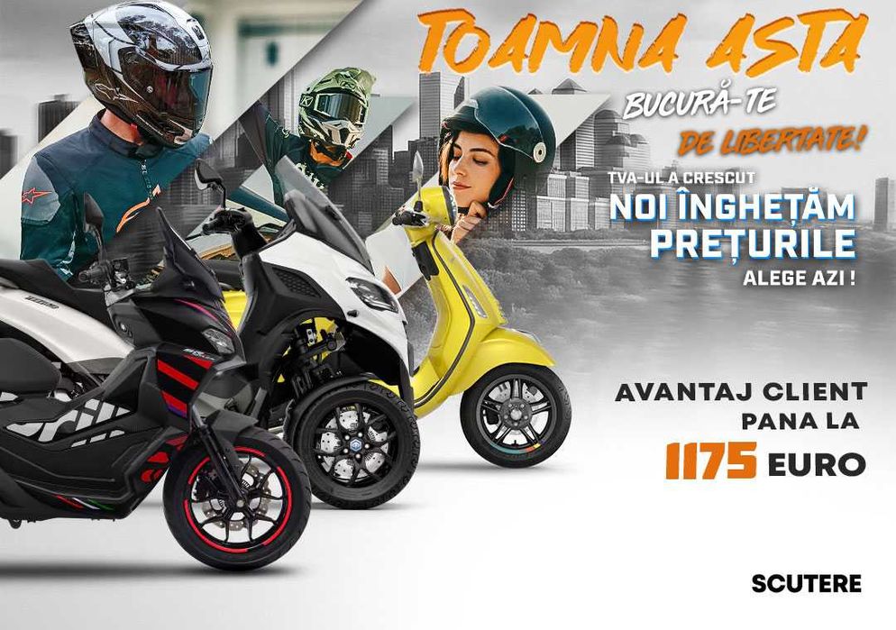 Scuter marca Vespa, Piaggio, Aprilia (Lichidam stocurile)