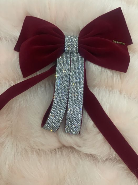 Бант заколка с стразами Красный