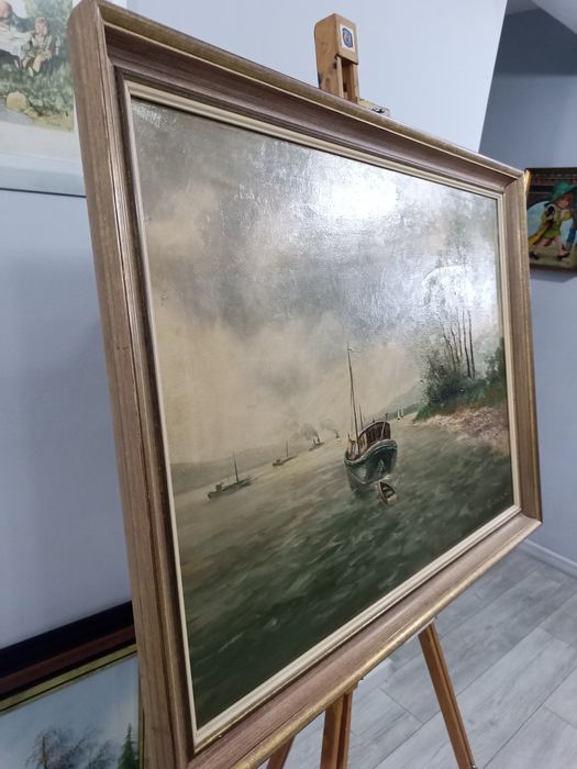 Маслена Картина "Пейзаж с Лодка" – Regeuhär '86