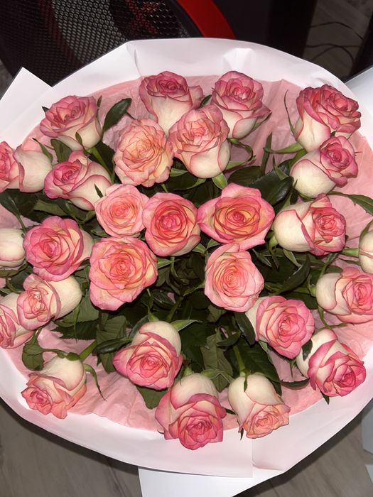 27шт розовые розы