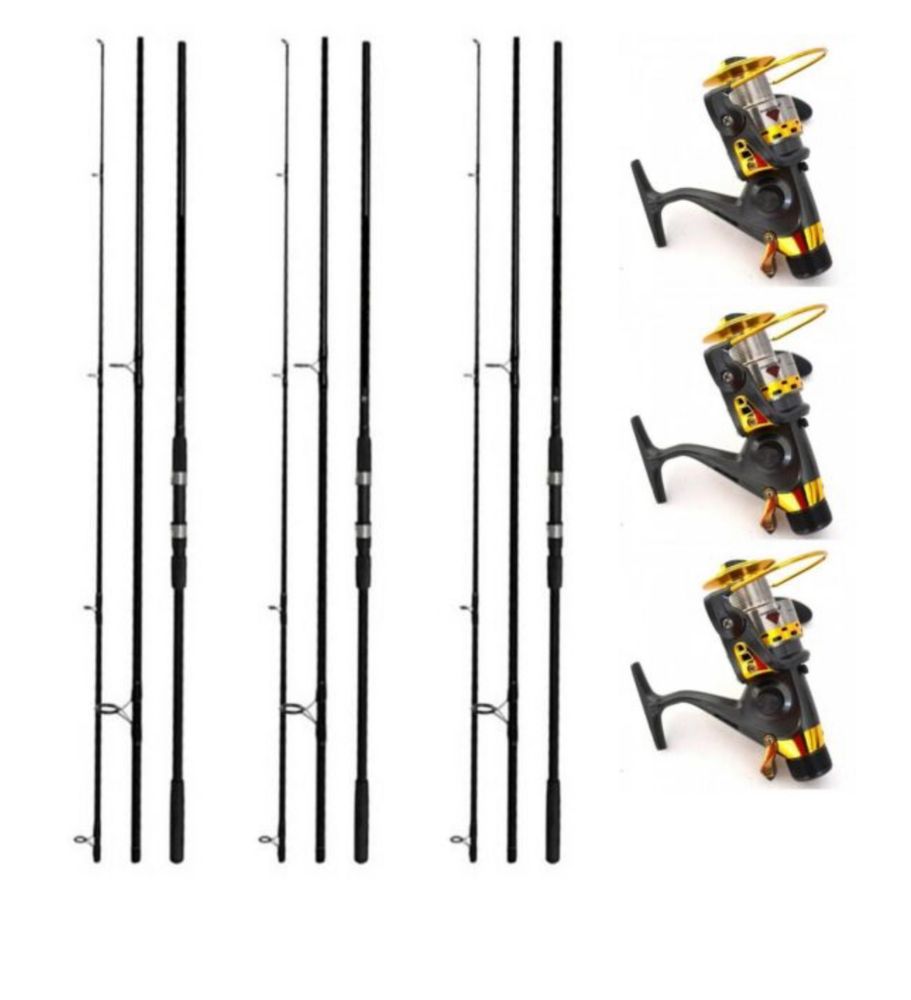 Set 3 Lansete pentru Crap, lungime 3.60 m + 3 mulinete KT 5000A