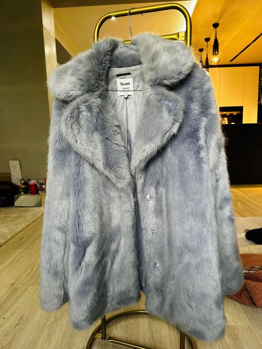 Светлолилаво електро палто с косъм Toi&Moi