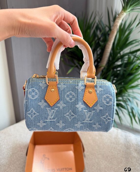 Geanta Louis Vuitton speedy denim piele naurala pe stoc